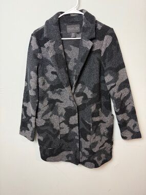 RACHEL ZOE Gray Camouflage Open-Front Blazer Jacket ~ Small